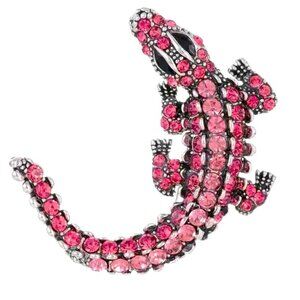 Alligator Brooch Rhinestone Pin Crocodile Sparkly Crystal Stylish Glam Trendy
